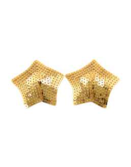 Paire de cache tétons adhésifs étoile pailletée sequin doré