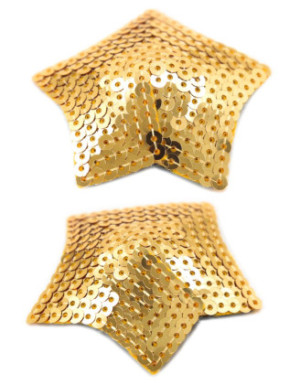 Paire de cache tétons adhésifs étoile pailletée sequin doré