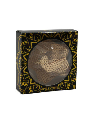 Paire de cache tétons adhésifs étoile pailletée sequin doré