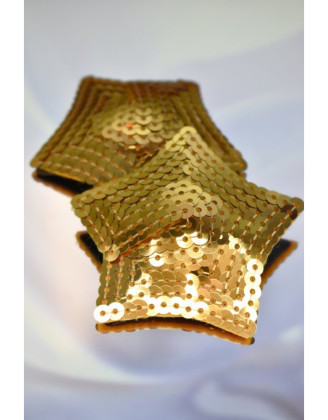 Paire de cache tétons adhésifs étoile pailletée sequin doré