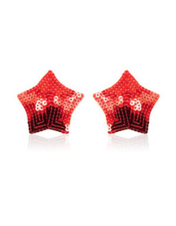 Paire de cache tétons adhésifs étoile pailletée sequin rouge