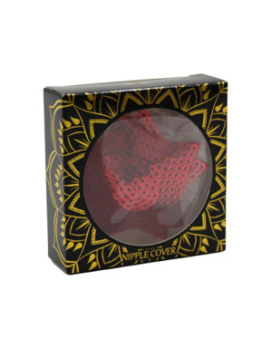 Paire de cache tétons adhésifs étoile pailletée sequin rouge