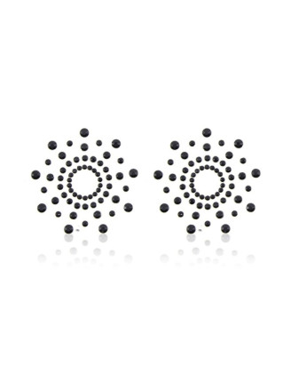 Paire de cache tétons adhésifs strass noir