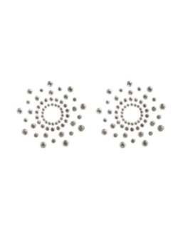 Paire de cache tétons adhésifs strass blanc