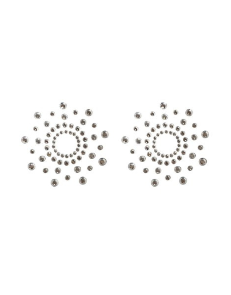Paire de cache tétons adhésifs strass blanc