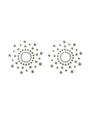Paire de cache tétons adhésifs strass blanc