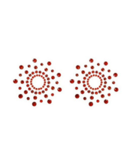 Paire de cache tétons adhésifs strass rouge