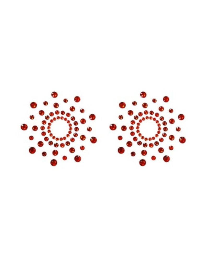 Paire de cache tétons adhésifs strass rouge