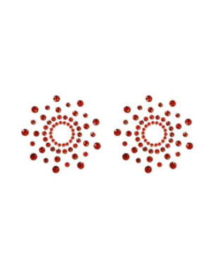Paire de cache tétons adhésifs strass rouge