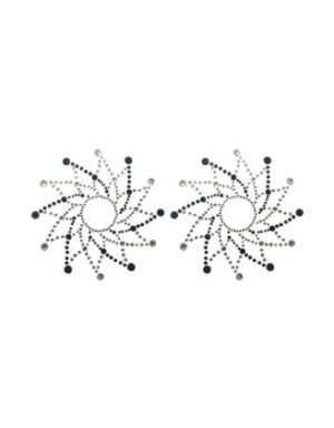 Paire de cache tétons adhésifs strass noir et blanc