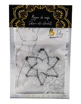 Paire de cache tétons adhésifs strass noir et blanc