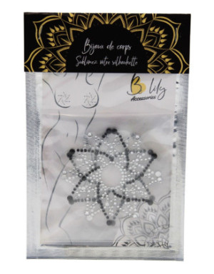 Paire de cache tétons adhésifs strass noir et blanc