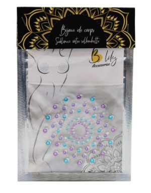 Paire de cache tétons adhésifs strass bleu et violet