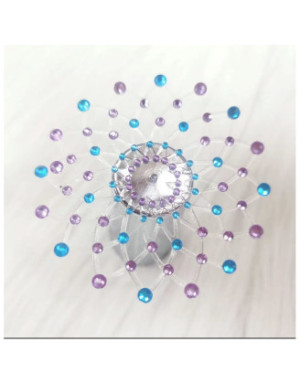 Paire de cache tétons adhésifs strass bleu et violet