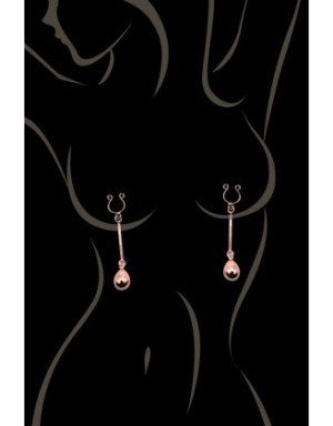 Bijou pince téton, forme perle doré rose