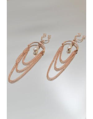 Bijoux de seins avec 3 chainettes doré rose et une perle