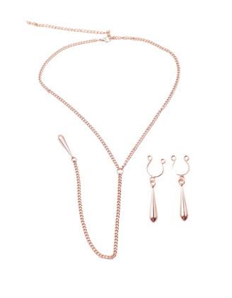 bijoux de corps, pinces de seins goutte et tour de cou chainette