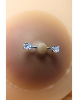 Paire de cache-tétons piercing barre faux diamant peau métisse
