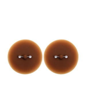 Paire de cache-tétons piercing barre faux diamant peau foncée