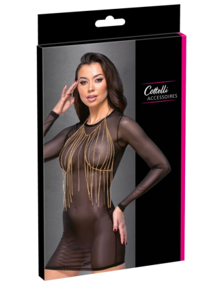 Top bijou doré à chaînes & strass