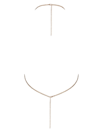 Top bijou doré à chaînes & strass