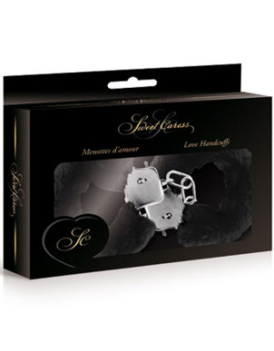 Menottes fourrure noires de poignets avec sécurité