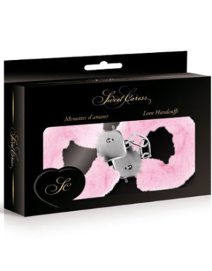 Menottes fourrure roses de poignets avec sécurité