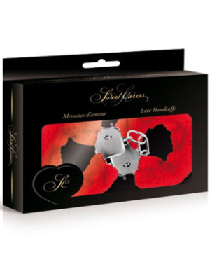 Menottes fourrure rouges de poignets avec sécurité