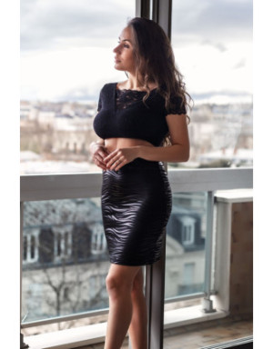 Jupe longue noire imprimé zébré Emma