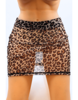 Jupe en résille transparente imprimé léopard Clara