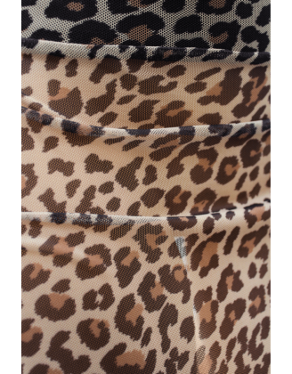 Jupe en résille transparente imprimé léopard Clara