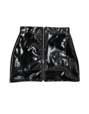 Jupe noire en simili cuir avec zip Lara