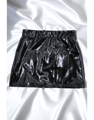 Jupe noire en simili cuir avec zip Lara