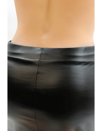 Jupe noire en simili cuir mat Sifia