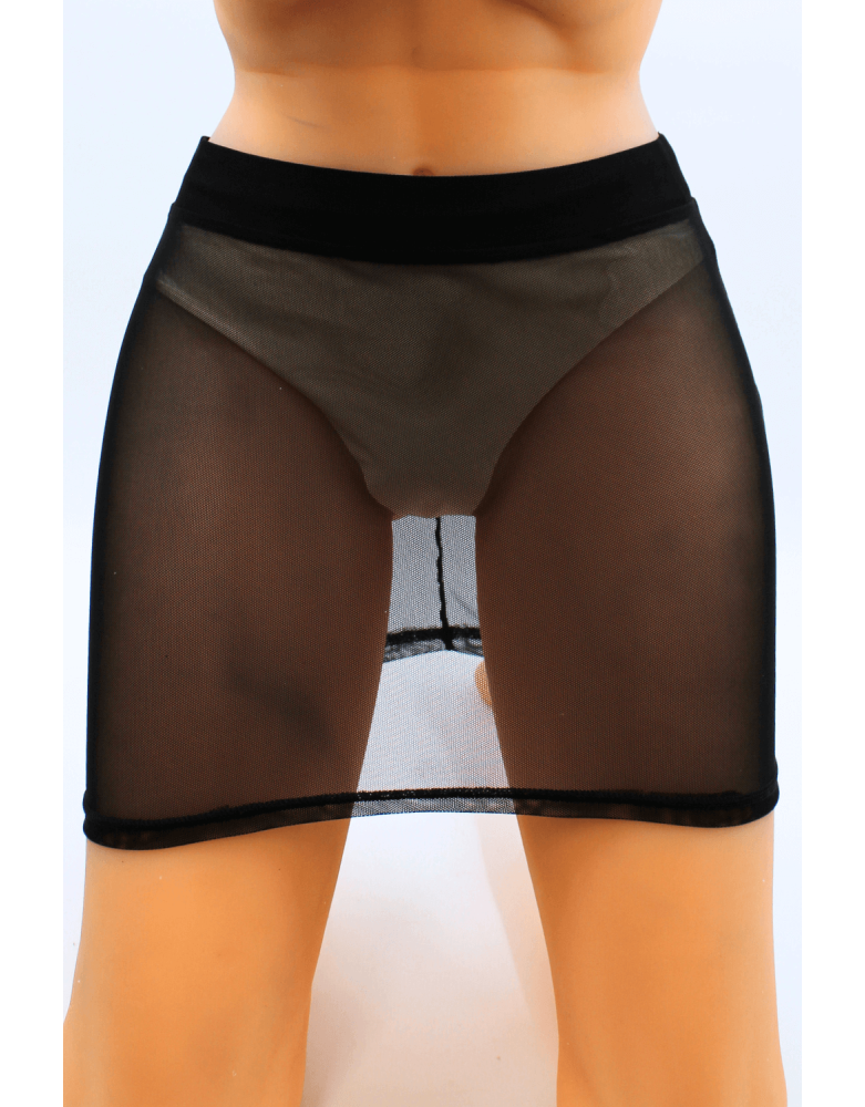 Jupe noire en résille transparente Maya