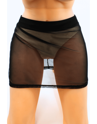 Jupe noire en résille transparente Maya
