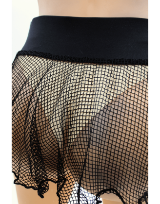 Mini jupe noire en résille large transparente Sofia