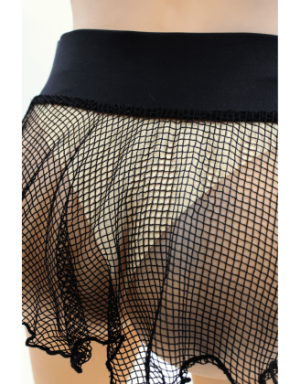 Mini jupe noire en résille large transparente Sofia