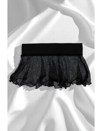 Mini jupe noire en résille large transparente Sofia