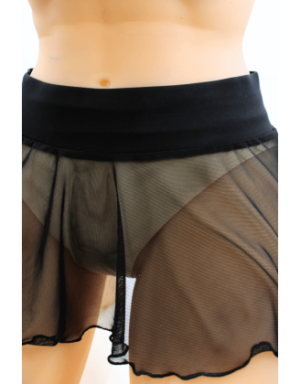 Mini jupe noire en résille transparente Stella