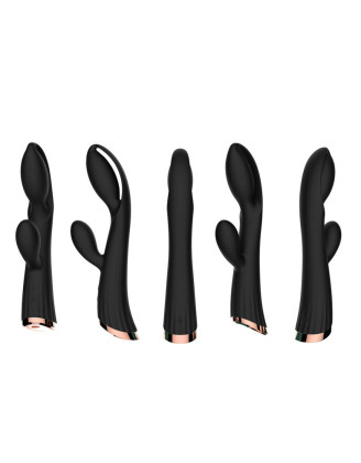 Vibromasseur noir avec stimulateur de clitoris LRIS USB