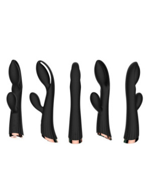 Vibromasseur noir avec stimulateur de clitoris LRIS USB
