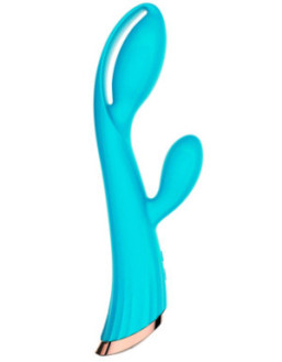Vibromasseur bleu avec stimulateur de clitoris LRIS USB