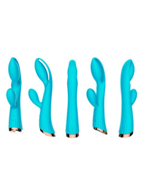 Vibromasseur bleu avec stimulateur de clitoris LRIS USB