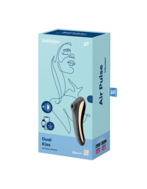 2 en 1 Stimulateur de clitoris et vibromasseur connecté USB noir Dual Kiss Satisfyer