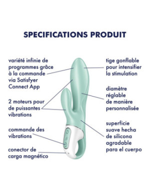 Vibromasseur rabbit gonflant connecté, USB Air Pump Bunny 5+ Satisfyer