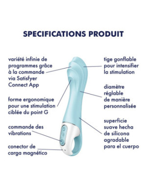 Vibromasseur gonflant connecté bleu USB Air Pump Vibrator 5+ Satisfyer