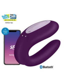 Vibromasseur pour couple connecté violet Double JOY Satisfyer