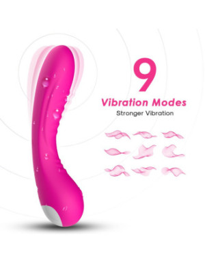 Vibromasseur courbé 9 modes de vibration rose