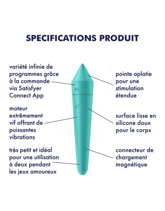 Vibromasseur connecté turquoise USB Ultra Power Bullet 8 Satisfyer